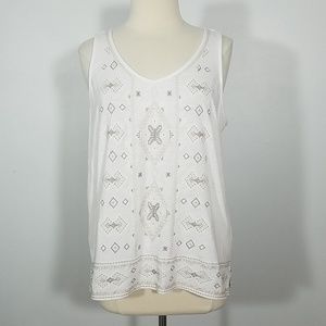J.Jill White Embroidered Tank Top